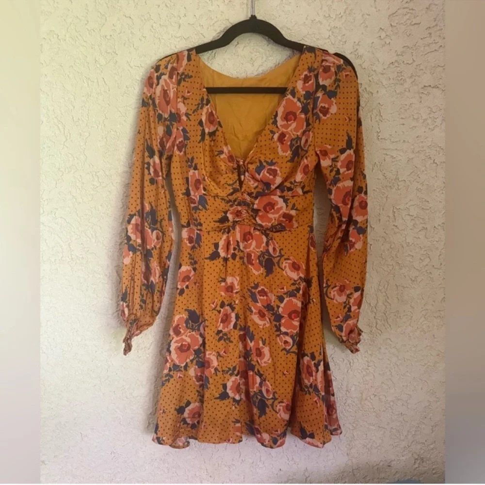 Free People Women's Floral flowy satin mini Dress